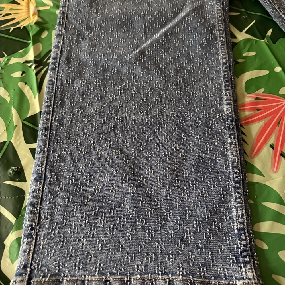 Time And Tru Embellished Gems Swiss Dots Wide Leg Stretch Jeans 12 - Picture 4 of 6